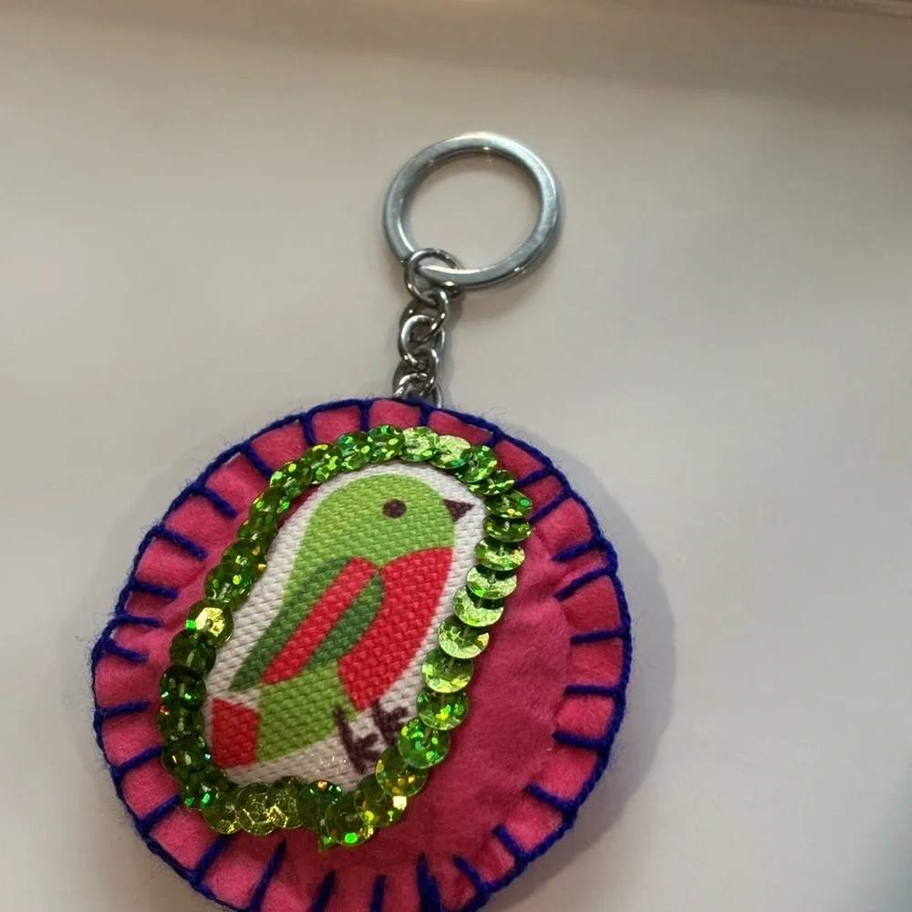 Colorful Bird Keychain with Sequins